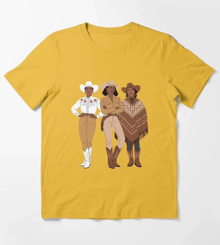 Black Cowgirl Melanin Western Rodeo T-Shirt Yellow