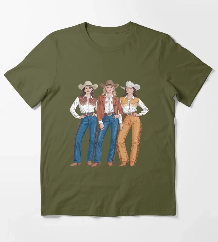 Black Cowgirl Western Rodeo Melanin Cowgirl T-Shirt Olive Green