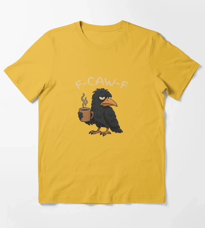 Black Crow FCawF Black Bird Tired Grumpy Crow TShirt T-Shirt Yellow