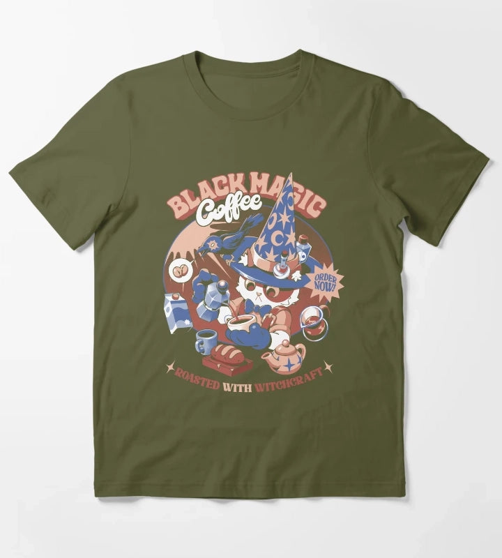 Black Magic Coffee Black T-Shirt Olive Green