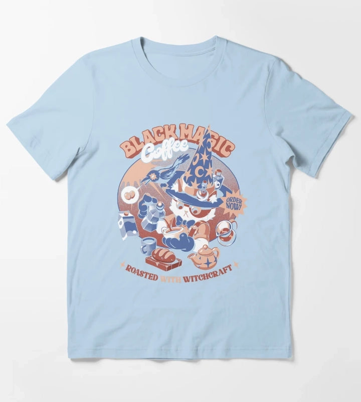 Black Magic Coffee Black T-Shirt Sky Blue