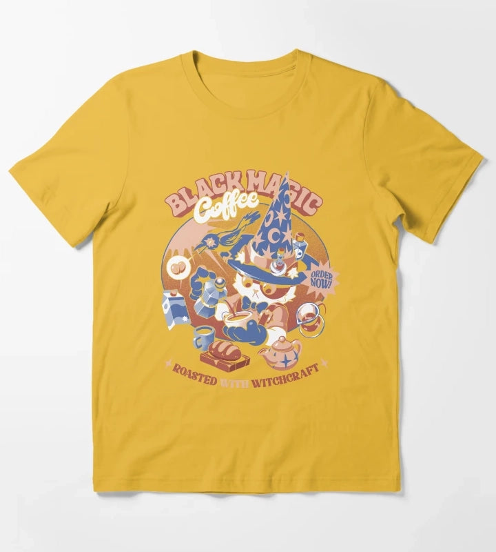 Black Magic Coffee Black T-Shirt Yellow