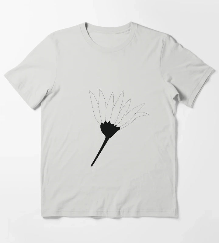 Black and White Daisy T-Shirt Light Grey