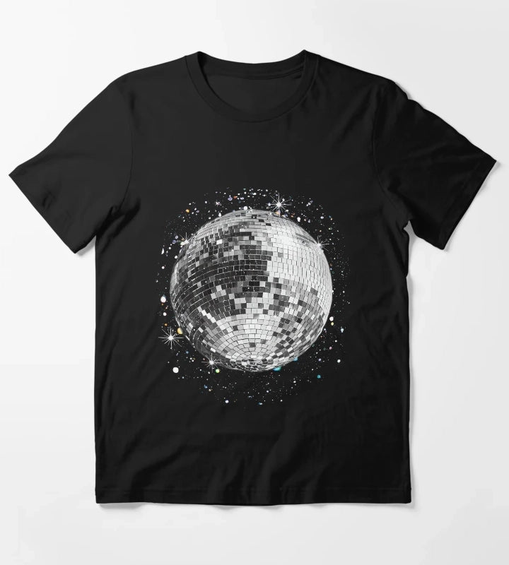 Black and White Disco Ball Club Retro T-Shirt