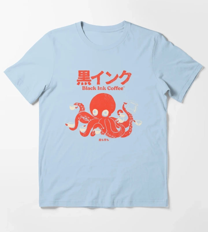 Black ink coffee T-Shirt Sky Blue