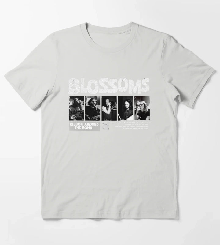 Blossoms Black Photo T-Shirt Light Grey