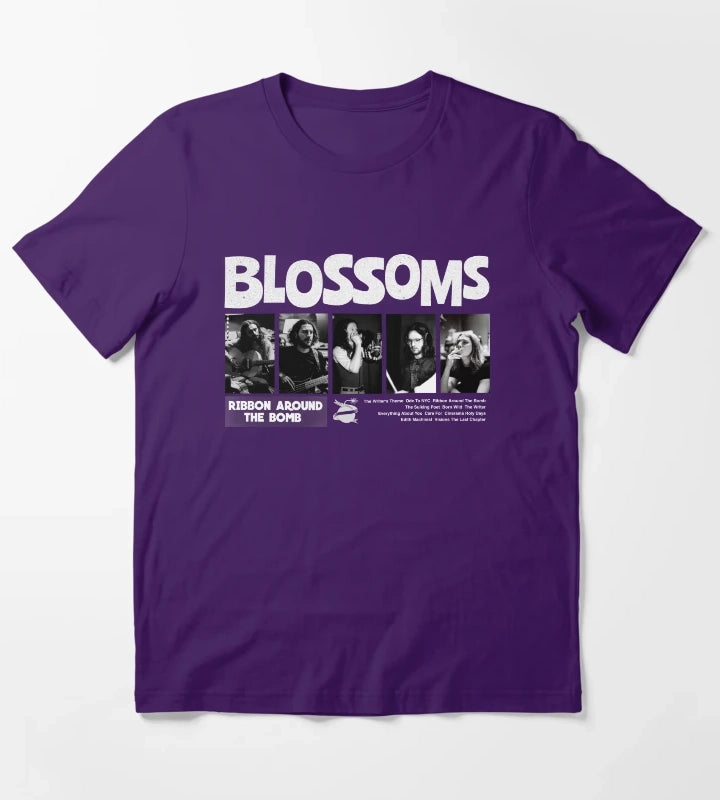 Blossoms Black Photo T-Shirt Purple