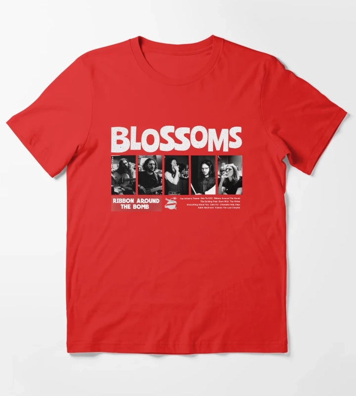 Blossoms Black Photo T-Shirt Red
