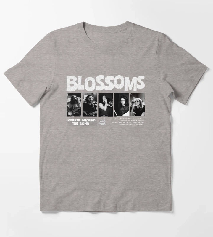 Blossoms Black Photo T-Shirt Heather Grey