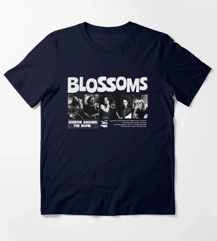 Blossoms Black Photo T-Shirt Navy