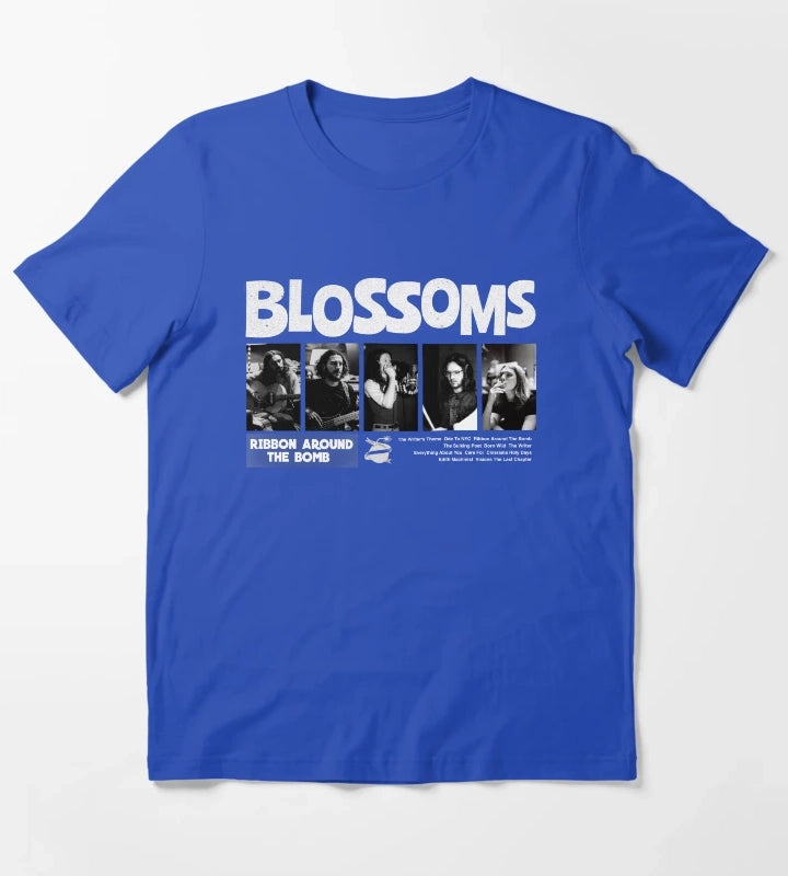 Blossoms Black Photo T-Shirt Blue
