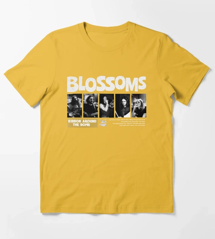 Blossoms Black Photo T-Shirt Yellow