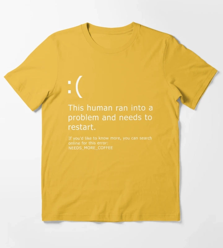 Blue Screen of Death Coffee error T-Shirt Yellow