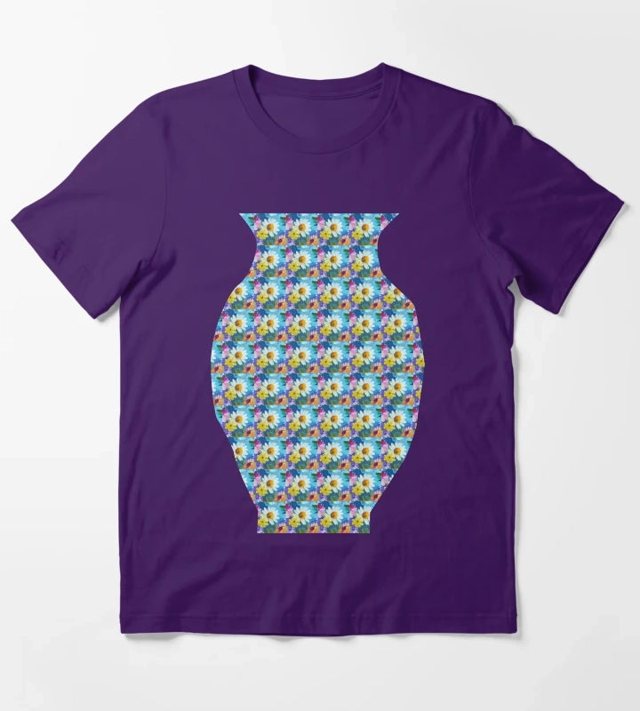 Blue Sky Bloom Textured Daisy Wildflowers T-Shirt Purple