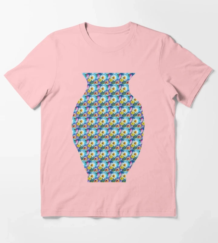 Blue Sky Bloom Textured Daisy Wildflowers T-Shirt Dark Grey