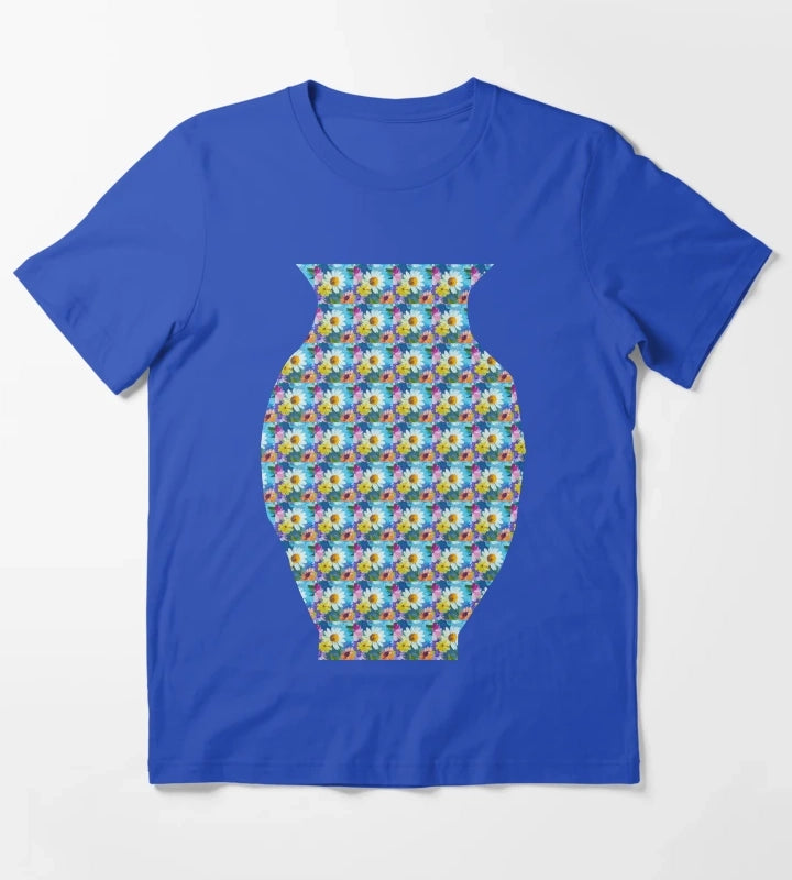Blue Sky Bloom Textured Daisy Wildflowers T-Shirt Blue