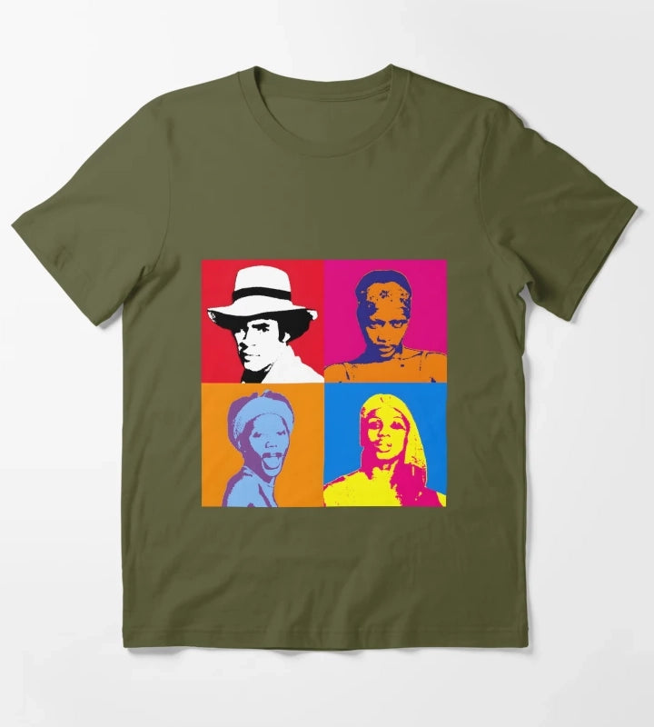 Boney M Warhol Style Print T-Shirt Olive Green