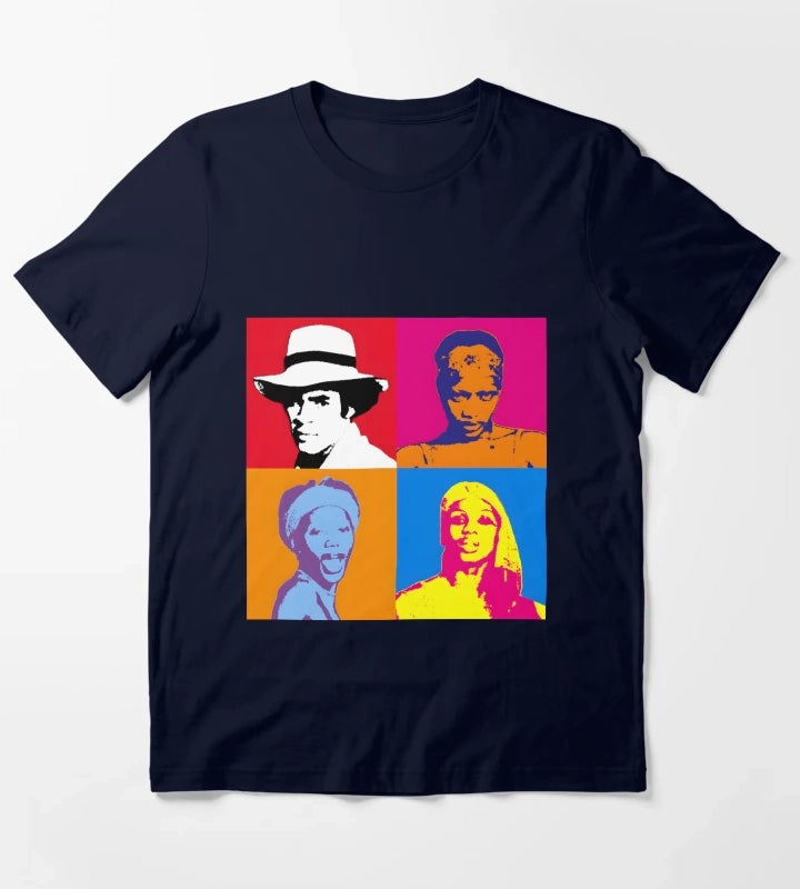 Boney M Warhol Style Print T-Shirt Navy