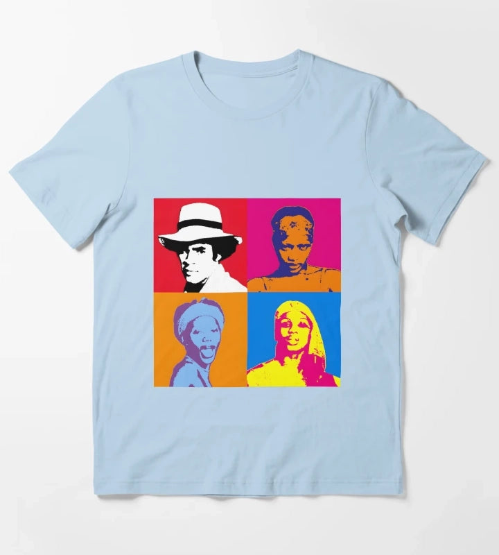 Boney M Warhol Style Print T-Shirt Sky Blue