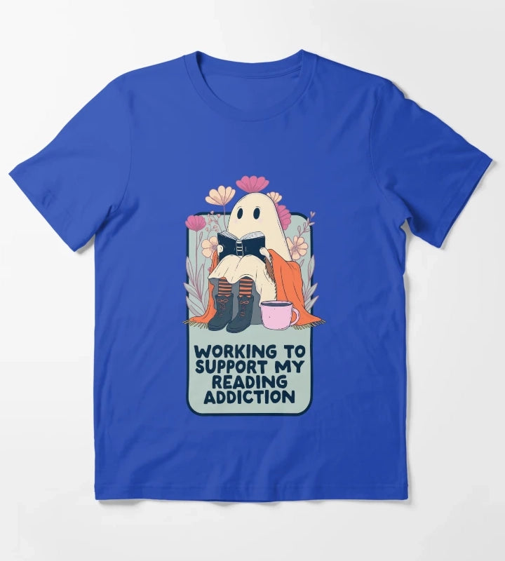 Book Ghost Funny Reading Addiction T-Shirt Blue
