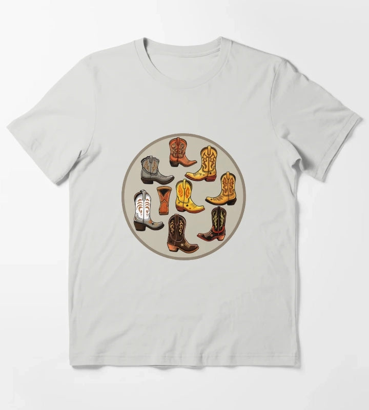 Boot Collection Design T-Shirt Light Grey