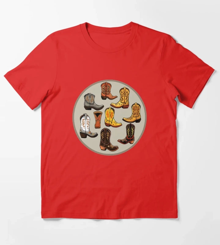 Boot Collection Design T-Shirt Red