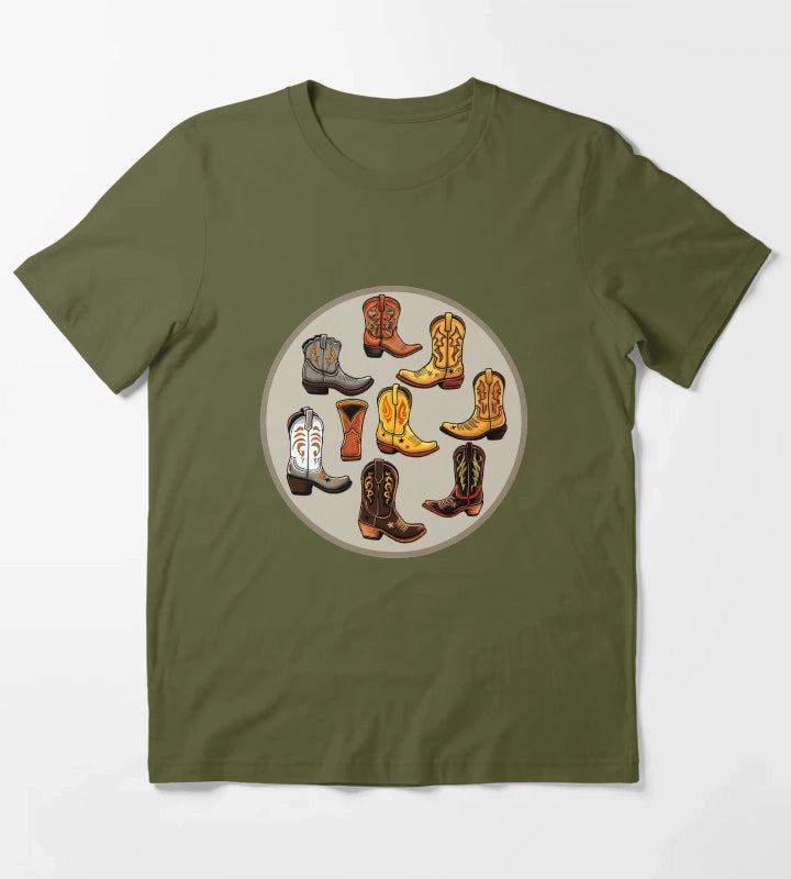 Boot Collection Design T-Shirt Olive Green