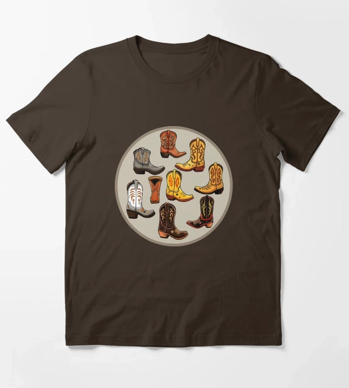 Boot Collection Design T-Shirt Brown