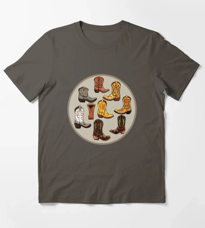 Boot Collection Design T-Shirt Dark Grey