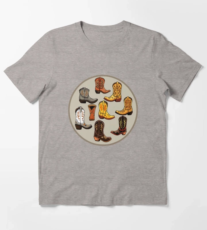 Boot Collection Design T-Shirt Heather Grey