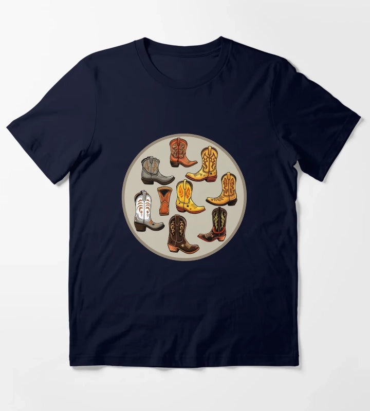 Boot Collection Design T-Shirt Navy
