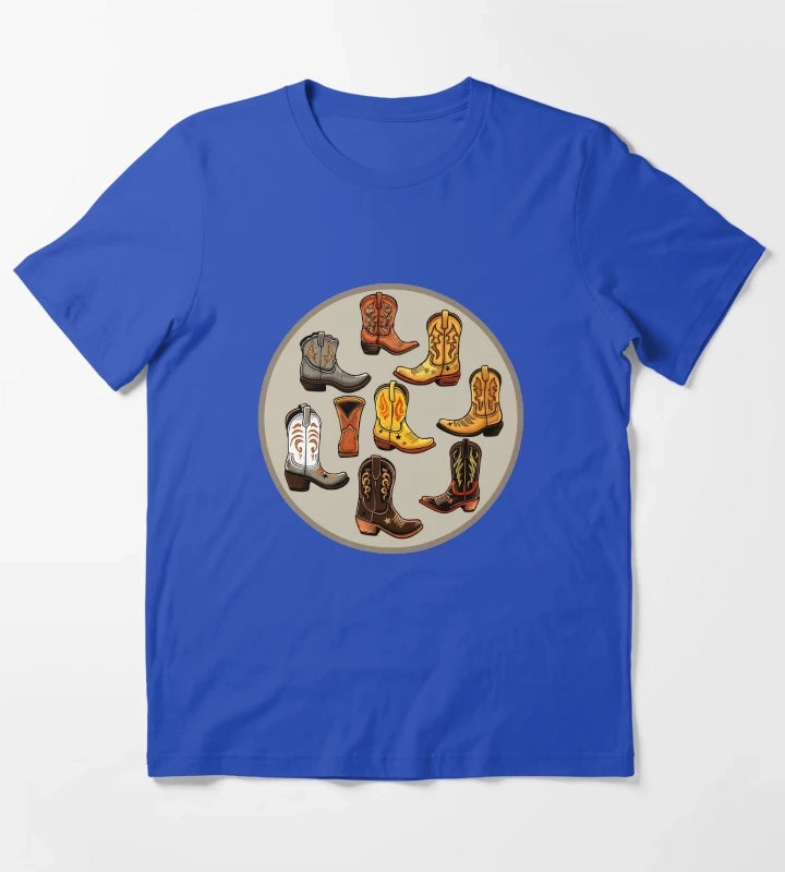 Boot Collection Design T-Shirt Blue