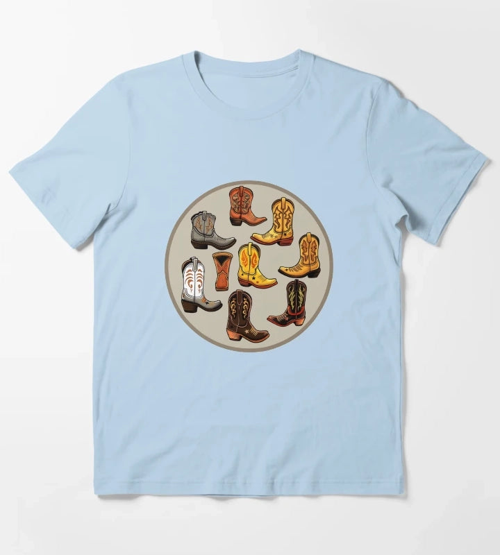 Boot Collection Design T-Shirt Sky Blue