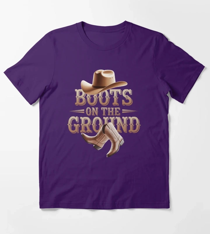 Boots On The Ground Cowgirl Linedance Cowboy Western T-Shirt Purple
