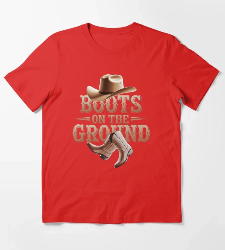 Boots On The Ground Cowgirl Linedance Cowboy Western T-Shirt Red