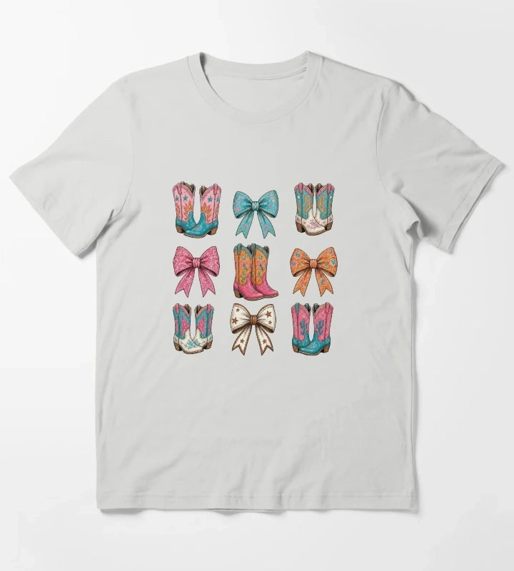 Boots and Bows Tshirt T-Shirt Light Grey