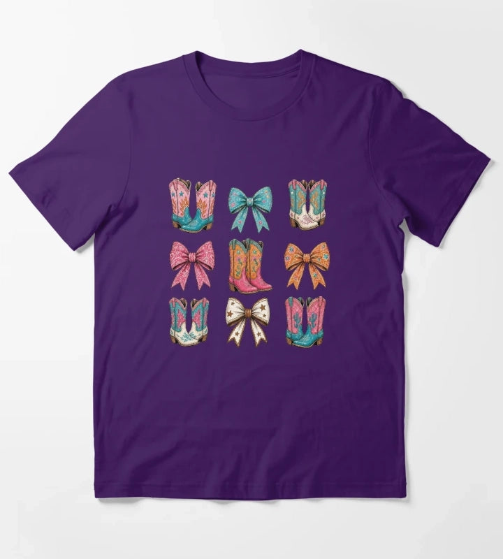 Boots and Bows Tshirt T-Shirt Purple