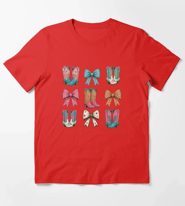 Boots and Bows Tshirt T-Shirt Red