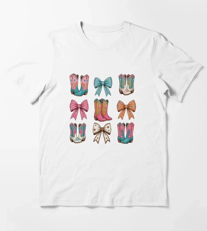 Boots and Bows Tshirt T-Shirt White