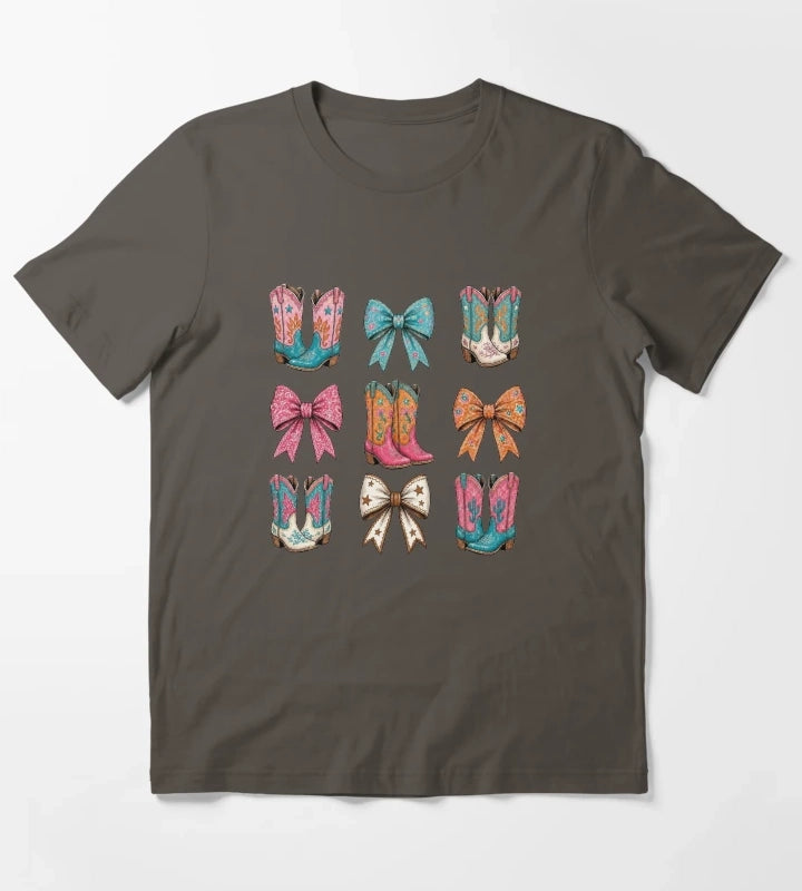 Boots and Bows Tshirt T-Shirt Dark Grey