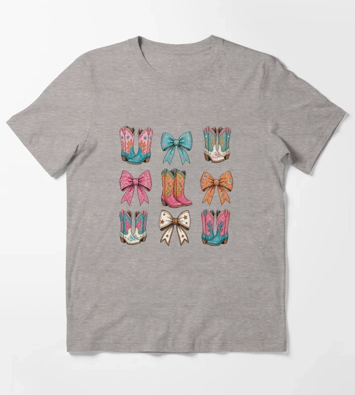 Boots and Bows Tshirt T-Shirt Heather Grey