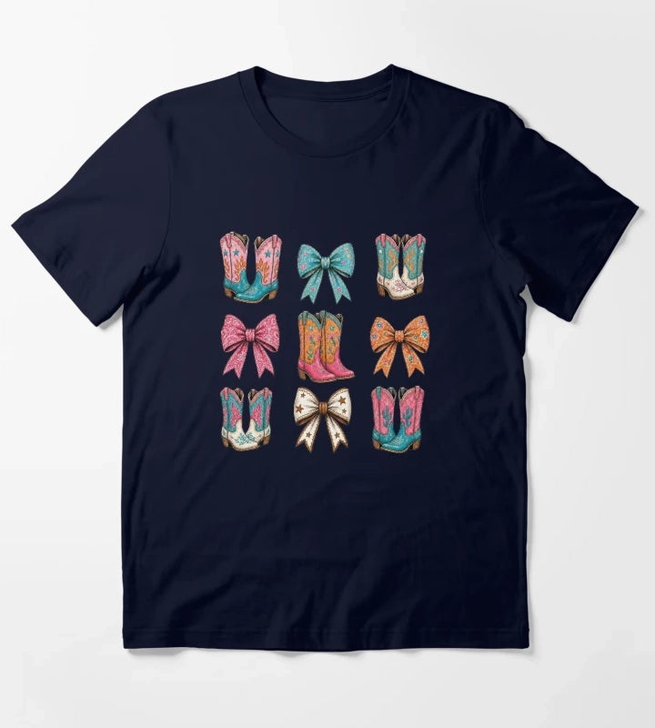 Boots and Bows Tshirt T-Shirt Navy