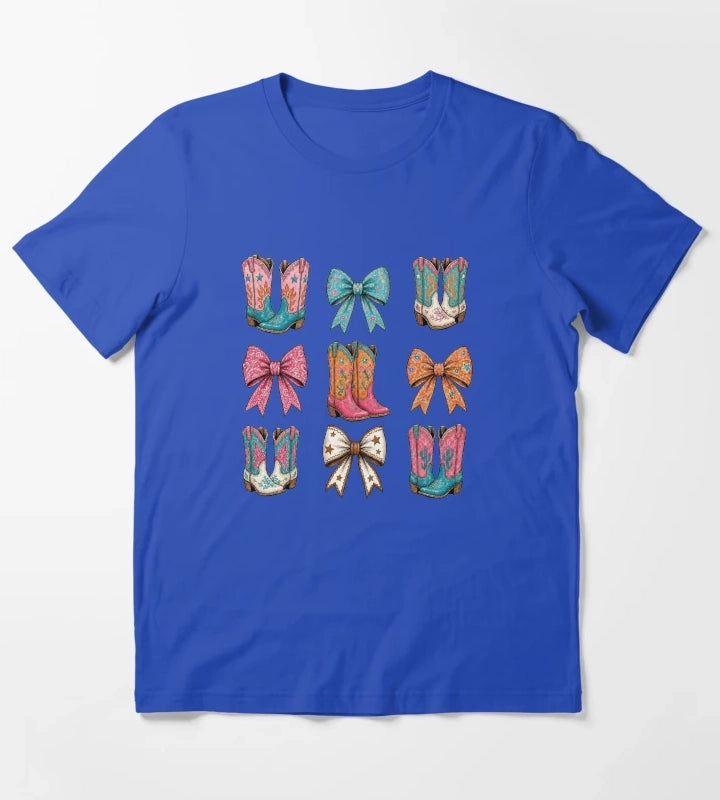 Boots and Bows Tshirt T-Shirt Blue