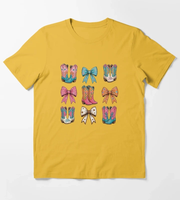 Boots and Bows Tshirt T-Shirt Yellow