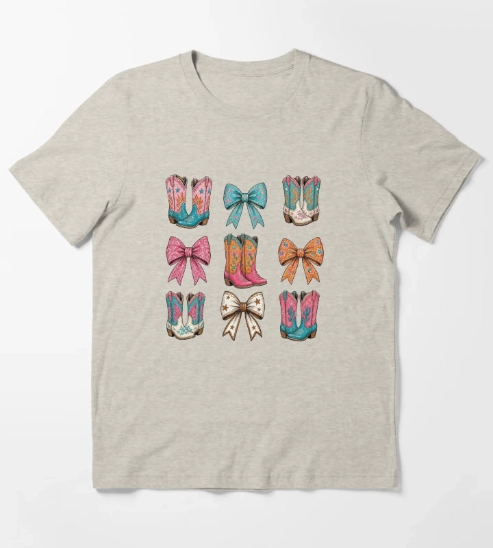 Boots and Bows Tshirt T-Shirt Cream