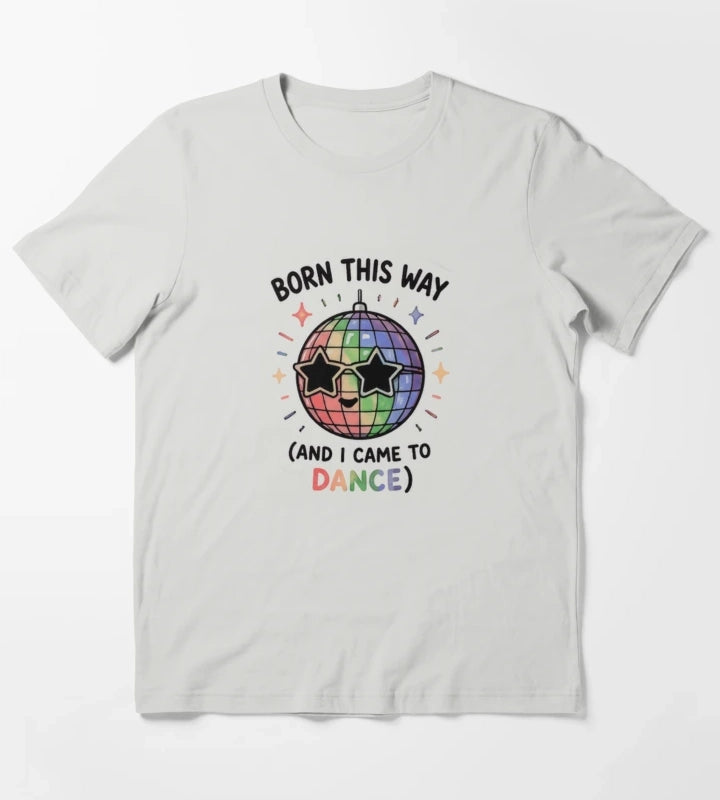 Born to Dance Cute Rainbow Disco Pride T-Shirt Light Grey