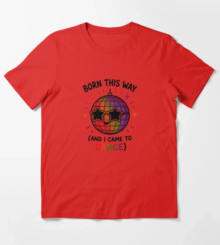 Born to Dance Cute Rainbow Disco Pride T-Shirt Red
