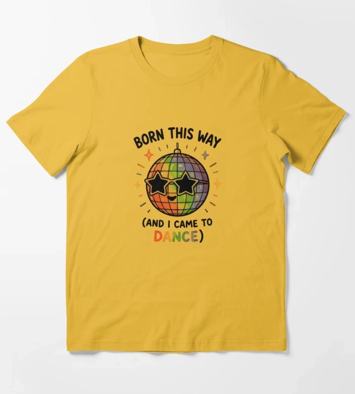 Born to Dance Cute Rainbow Disco Pride T-Shirt Yellow