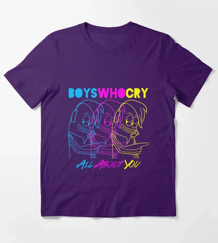 Boys Who Cry Cyan Magenta Yellow T-Shirt Purple