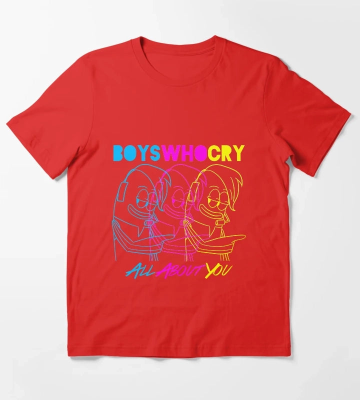 Boys Who Cry Cyan Magenta Yellow T-Shirt Red